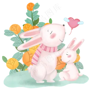 母亲节兔子动物母子