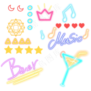 酒吧霓虹灯,免抠元素