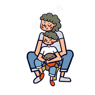 矢量免抠卡通可爱母亲节妈妈和儿