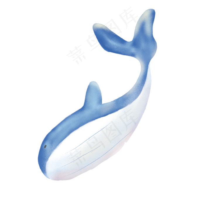 手绘水彩梦幻蓝色鲸鱼