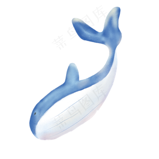 手绘水彩梦幻蓝色鲸鱼