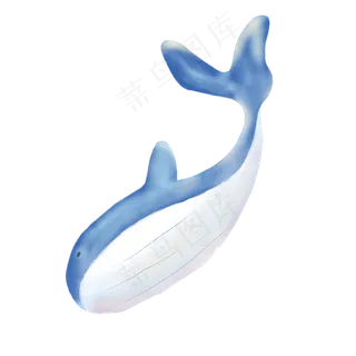 手绘水彩梦幻蓝色鲸鱼