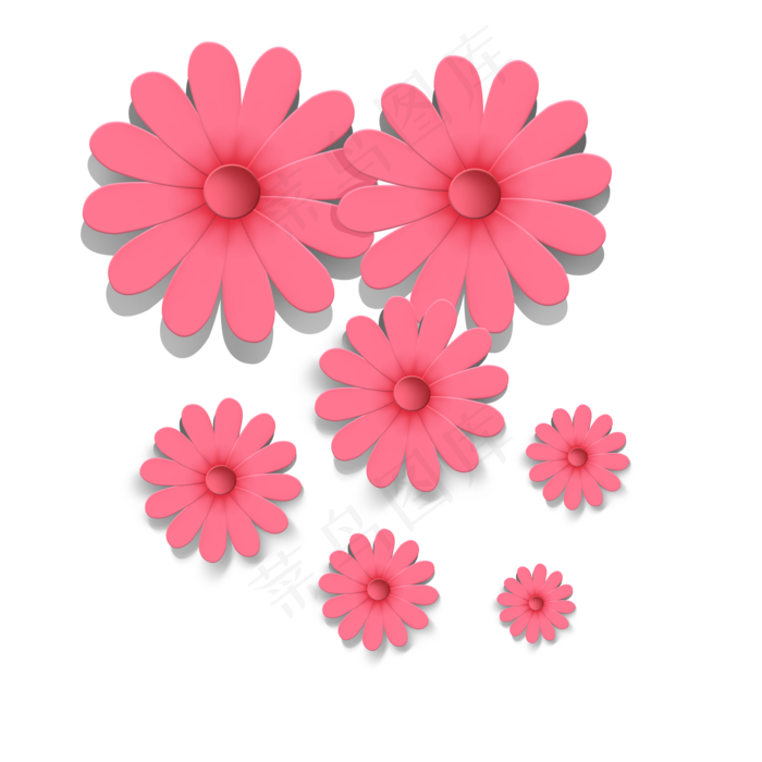 红色立体剪纸素材元素,免抠元素