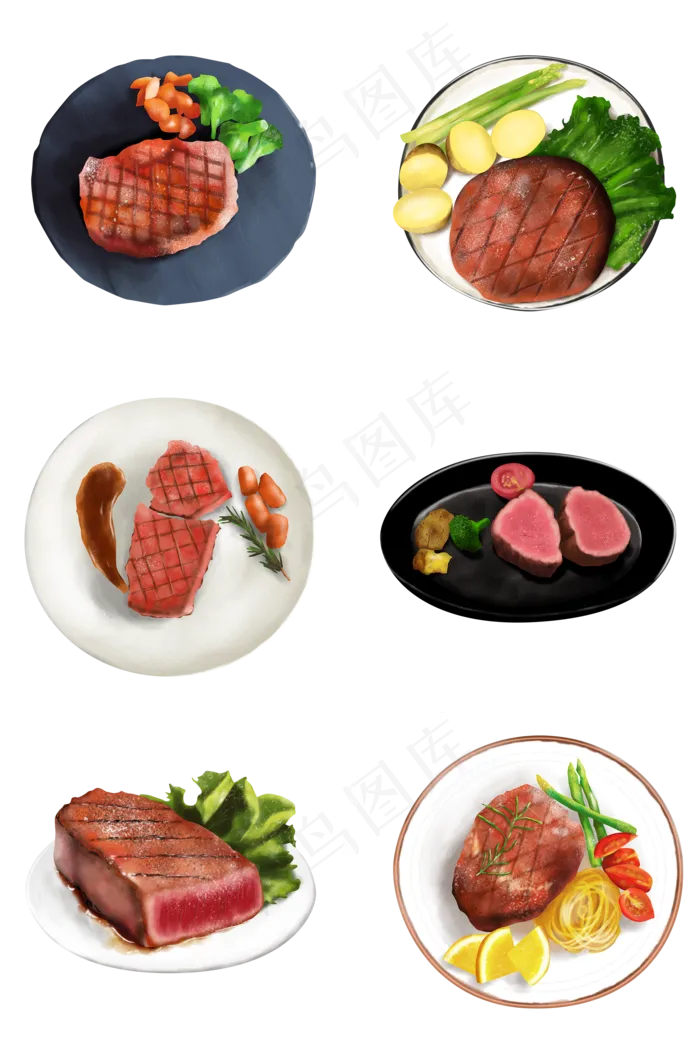 手绘美食西餐牛排