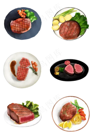 手绘美食西餐牛排