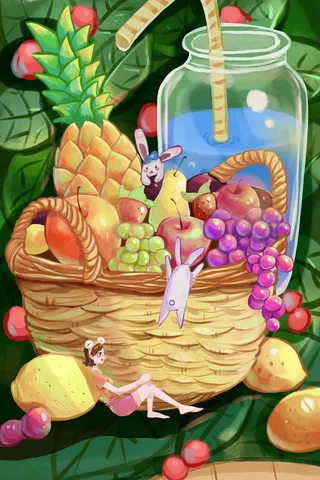 夏日水果清爽插图
