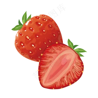 手绘诱人的草莓矢量免抠图,免抠元素