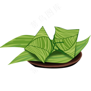 卡通绿色粽子粽叶元素