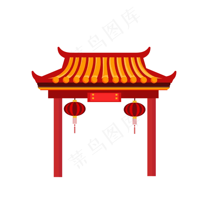 矢量手绘卡通门楼,免抠元素(2000*2000px 300 dpi )ai矢量模版下载