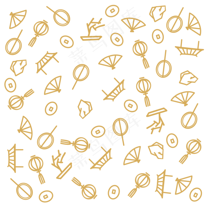 金色中国风底纹(2000X2000(DPI:300))psd模版下载