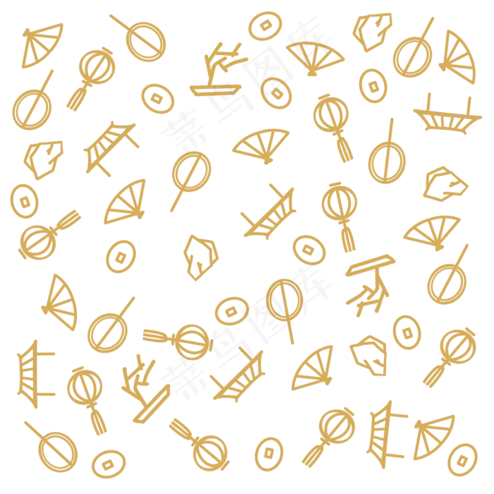 金色中国风底纹(2000X2000(DPI:300))psd模版下载