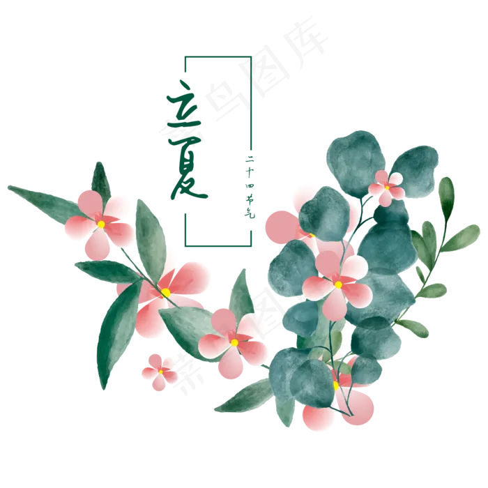 水彩立夏节气装饰