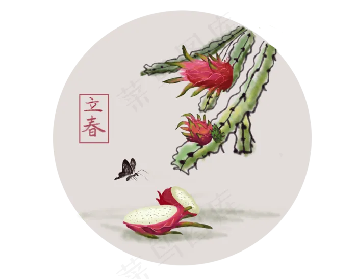 24节气立春时节水墨画(2300X1800(DPI:300))psd模版下载