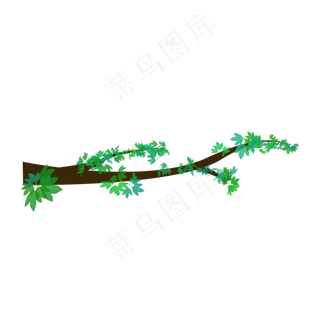 春天树枝绿叶树叶免抠