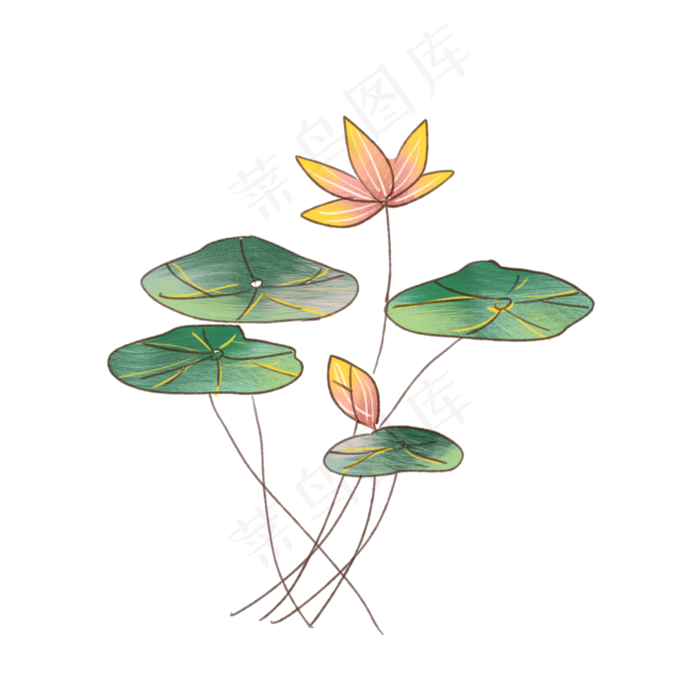 绿色荷叶装饰荷花(2000X2000(DPI:300))psd模版下载