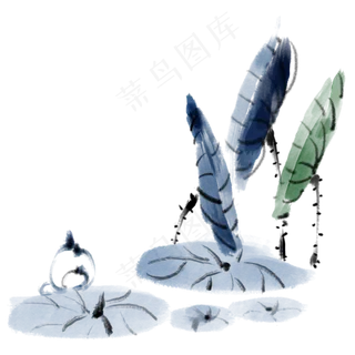 荷花荷叶水墨中国风