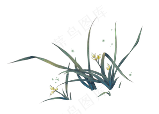 兰花古风水墨画中国风,免抠元素