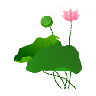 矢量卡通粉色莲花