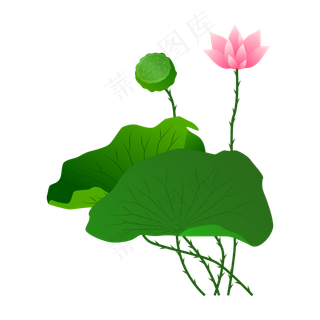 矢量卡通粉色莲花