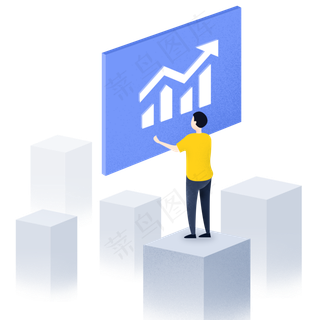 办公商务业绩增长25D,免抠元素