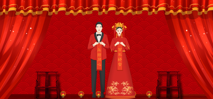 婚礼古典中国风喜庆红色banner
