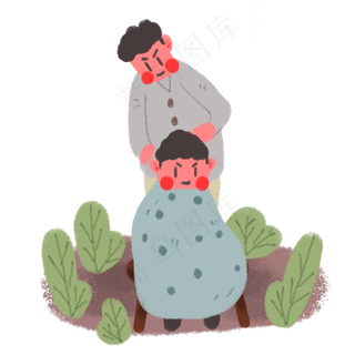 龙抬头父亲给小孩子理发,免抠元素