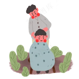 龙抬头父亲给小孩子理发,免抠元素