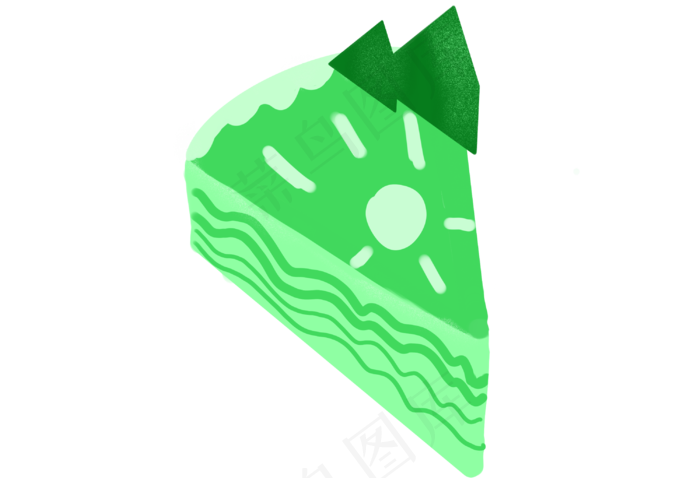 绿色的水果蛋糕插画