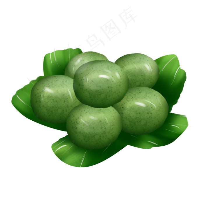 清明节吃青团手绘装饰,免抠元素