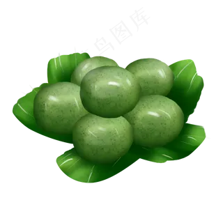 清明节吃青团手绘装饰,免抠元素