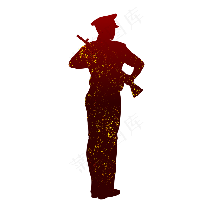 建军节军人剪影站岗背影,免抠元素(2000*2000px 300 dpi )psd模版下载