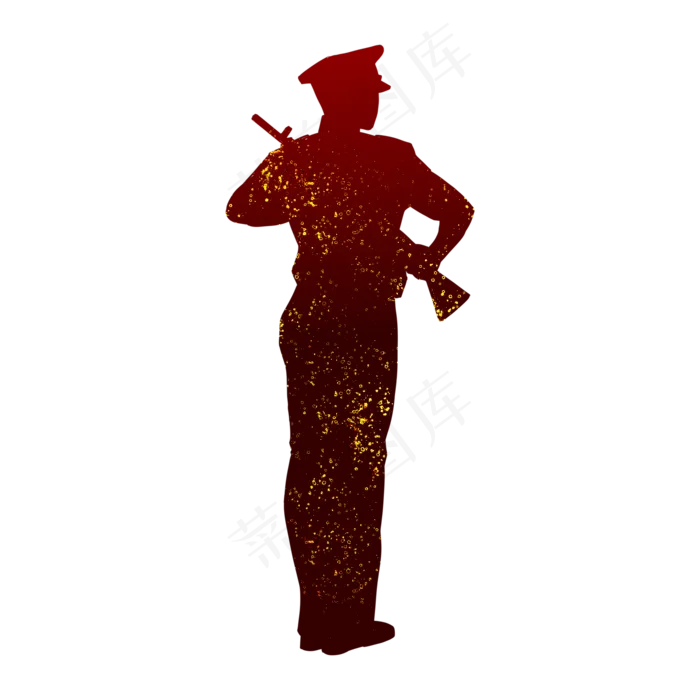 建军节军人剪影站岗背影,免抠元素(2000*2000px 300 dpi )psd模版下载