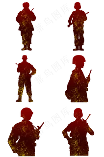 建军节军人剪影站岗英姿合集