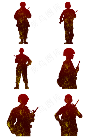 建军节军人剪影站岗英姿合集