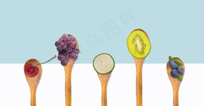 夏天清新勺子水果创意图(1920*1000px 	      )psd模版下载