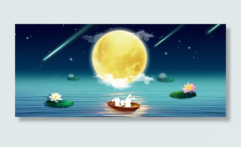 中国风中秋月亮电商背景