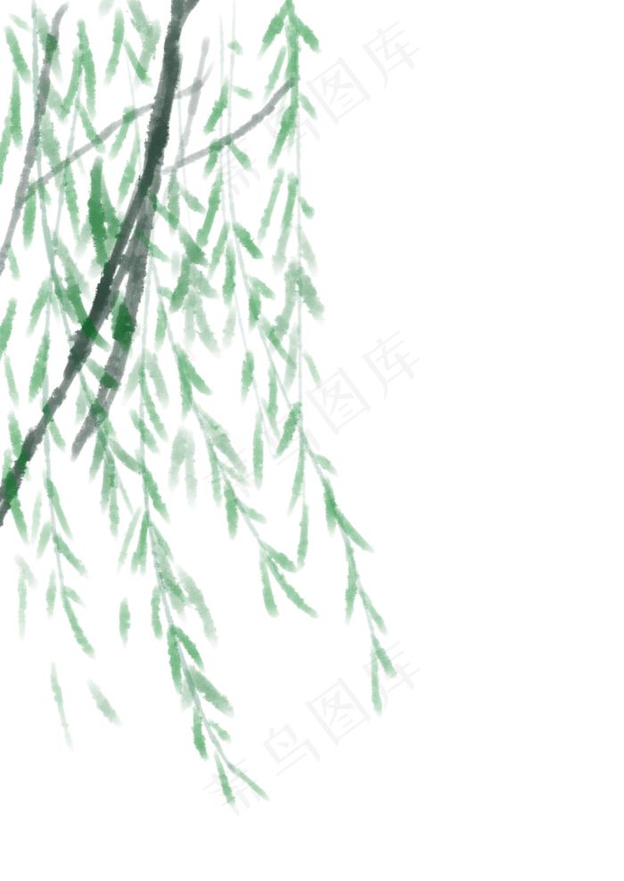手绘中国风柳枝素材