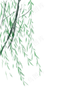 手绘中国风柳枝素材