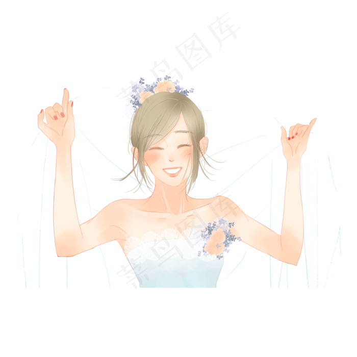 穿婚纱的少女人物设计,免抠元素