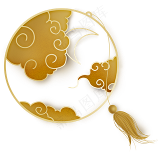 金色祥云圆形书签