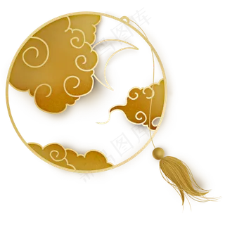 金色祥云圆形书签