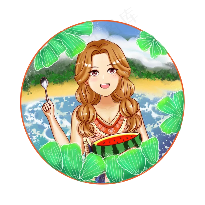 夏日节气海边美女