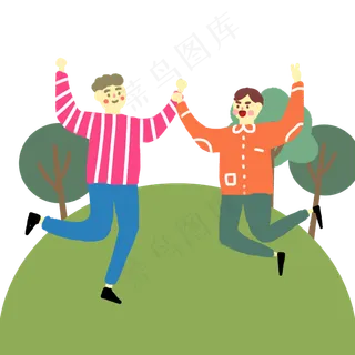 清明节孩子们开心的踏青出游