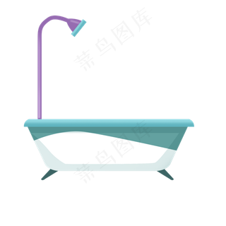 卡通浴缸花洒设计素材