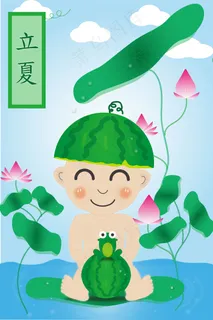 绿色夏日卡通小清新西瓜娃娃