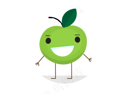 矢量手绘卡通青苹果,免抠元素