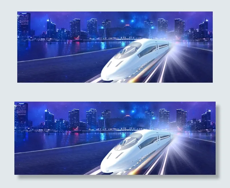夜晚穿越城市的高铁(1920*700px 	       )psd模版下载