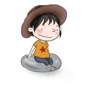 儿童节手绘小女孩