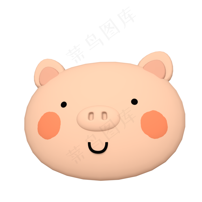 卡通小猪头像c4d,免抠元素(2000X2000)