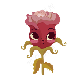 可爱拟人玫瑰矢量素材